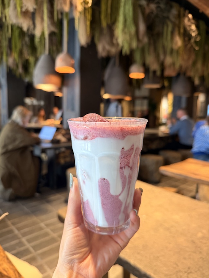 MYKA Greek yogurt cups being prepared at the counter in Madrid