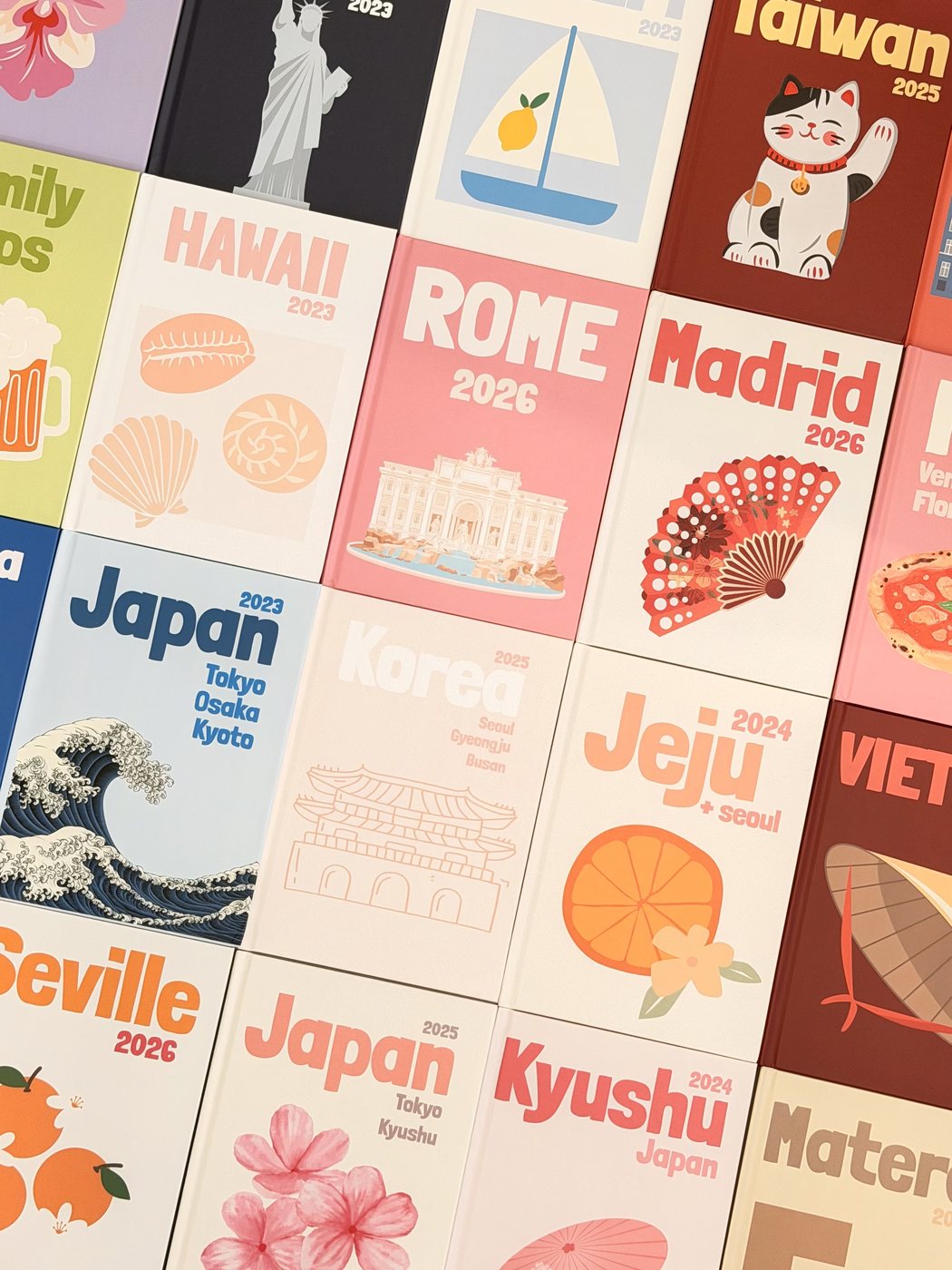 Pixory photobook covers laid out in a grid