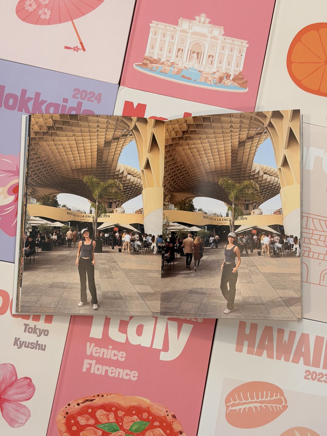 An open Pixory book — Seville at Las Setas