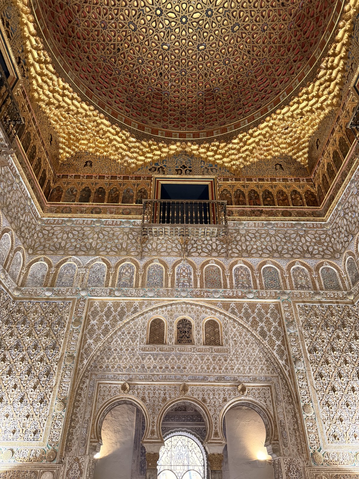 The gilded wooden dome of the Ambassadors' Hall at the Royal Alcázar of Seville